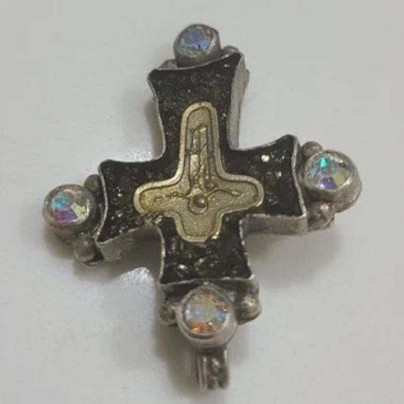 Virgin Saints & Angels Maria Cross Sterling Silver Medallion Pendant - Picture 3 of 8
